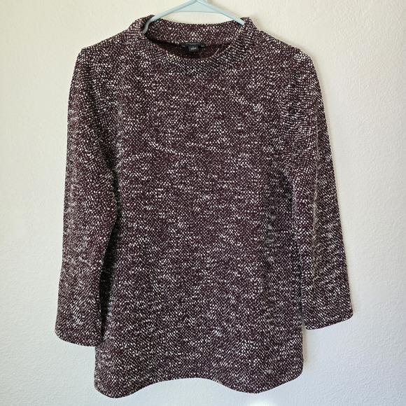 Ann Taylor Tops - Ann Taylor Factory Women's Small Marled Knit Top 3/4 Sleeve Wine Cotton Blend